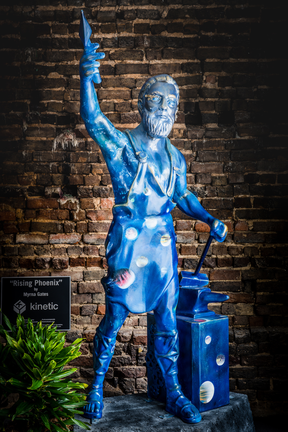Blue mini vulcan statue